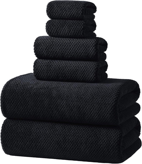 REDKISS 6-Piece Bath Towel Set - 2 Washcloths, 2 Hand Towels, 2