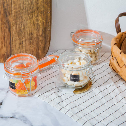 Encheng Glass Jars With Airtight Lids, 6 oz Mason Jars, Storage Jar With Hinged Lid for Home and Kitchen, 12 Pack