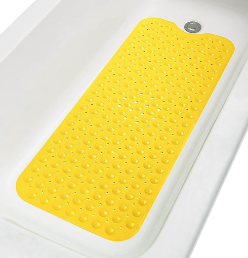 Extra-Long Non-Slip Bathtub & Shower Mat 39”x16”, Safe, Clean, Machine-Washable, Superior Grip, Opaque Yellow