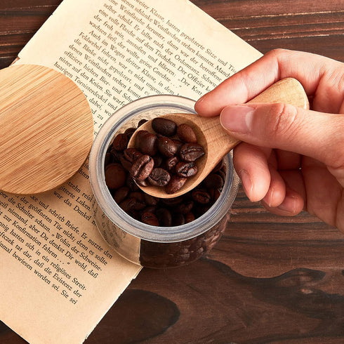 20 Tessco for you Pcs Yogurt Jar Lids with Small Spoons Bamboo Jar Lids with Silicone Sealing Rings Wooden Spoons