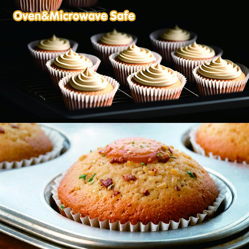 Jumbo Cupcake Liners, 300 pcs Natural Muffin Liners, Food Grade Greaseproof Paper Baking Cups for Parties.