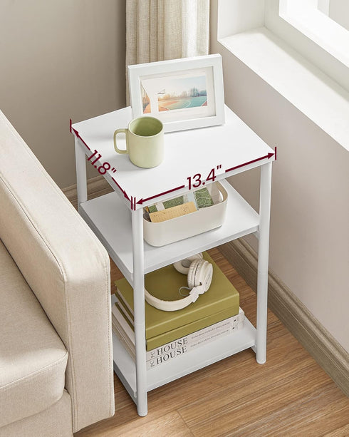 ULET273W14 VASAGLE Side Table, Small End Table, Tall Nightstand for Living Room, Bedroom, Office, Bathroom, White