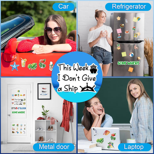 27 Pcs Summer Cruise Door Magnets, Funny Reusable Magnetic Decorations for Cabin Door, Ship, Refrigerator, Office