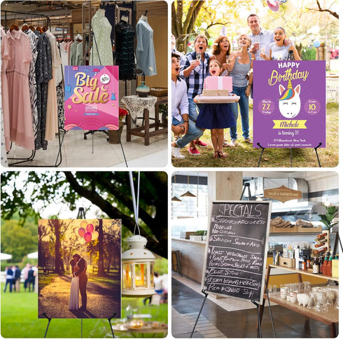 Easel Stand for Display, RRFTOK 63'' Instant Foldable Portable Ground Easel for Wedding Banner, Poster, Tabletop
