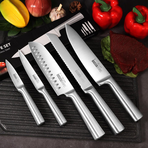 KOFERY 5 Piece Professional Kitchen Knife Set, Ergonomic Handle with High Carbon Stainless Steel Blades, Gift Box