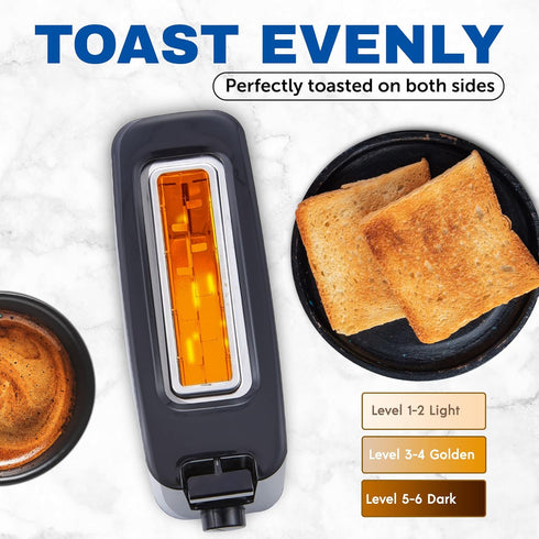 Elite Gourmet ECT118B Cool Touch Single Slice Toaster, 6 Toasting Levels & Wide Slot for Bagels, Waffles, Specialty Breads, Pastry, Snacks, Black by Elite Gourmet