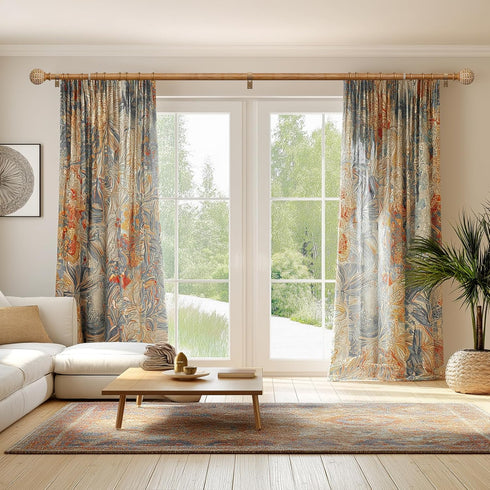 QDWIS 48 84 Inch,1'' Set,36-88'',Color:Natural Wood Curtain Rods for Windows to Diameter Drapery Rods with Imitation
