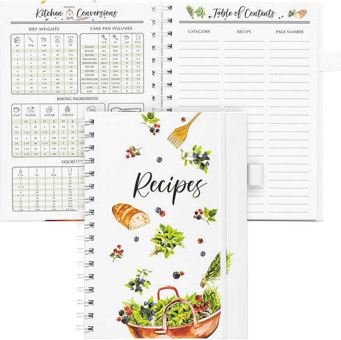 OUTSHINE Blank Recipe Book to Write in Your Own Recipes 6x9 Fresh Greens, Recipe Book,Recipe Binder, Recipe Book Blank, Recipe Notebook, Cookbook Binder, Recipe Journal for Recipe Holder by OUTSHINE