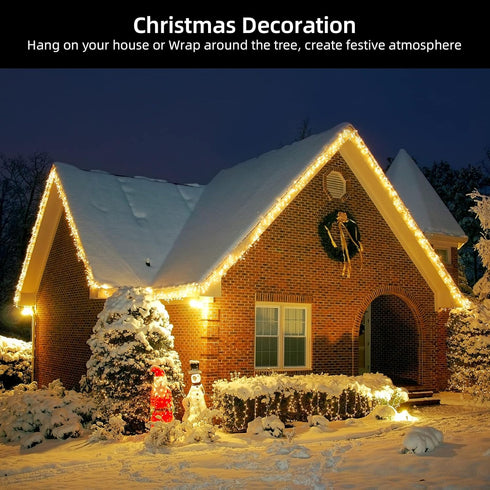 XMASHOME 63.8FT 300 Count (150L*2pcs) White Wire Clear String Lights, Incandescent Christmas Lights