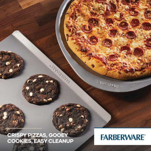 Farberware GoldenBake Nonstick Baking Sheet and Pizza Crisper Pan Set, 2 Piece, Gray