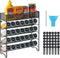 Skiileor Spice Rack Organizer with 28 Empty Spice Jars,Spice Labels,Chalk pen and