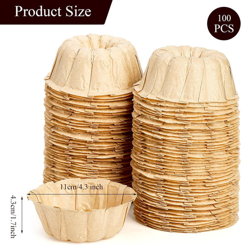 ZENFUN 100 Pcs Mini Fluted Tube Pan Liner, 4 Inch Disposable Paper Cake Pan Liner for Baking, Mini Nonstick Bundt Cake Pan Molds Liner, Mini Angel Food Cake, Great for Pie, Scone, Pineapple