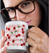 3dRose Juicy Red Cherries on Pink Check-Two Tone Black Mug, 11-Ounce, Multicolored
