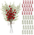 40 Norme Pcs Christmas Floral Picks Christmas Greenery for DIY Gift Wrapping Plants Red Berry Pine Branches Artificial