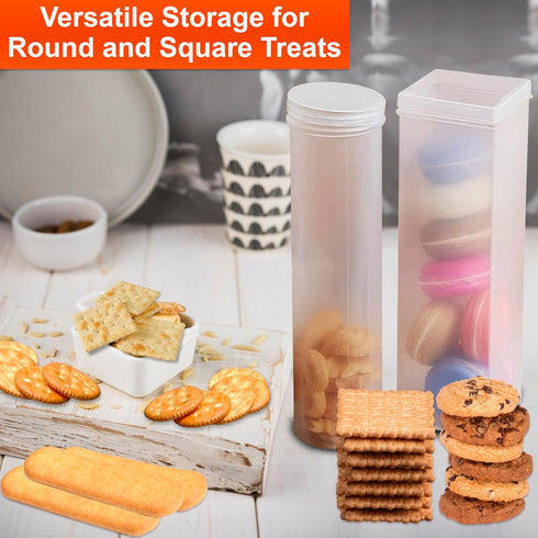 Home-X Set of 2 Saltine Cracker Sleeve Storage Container / Cookie Keeper, 1 Round and 1 Square