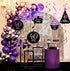40th Birthday Decorations for Women, Purple Black Silver Foil Hanging Swirls for 40th Birthday Party