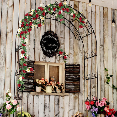 Syhood Artificial Rose Garlands - 14.4 ft Wine Red Flower Vine for Wedding Arch and Home Garden Decorations