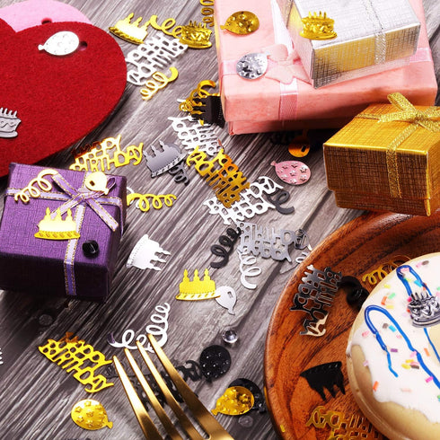 WILLBOND 4000 Pcs Black Gold Silver Birthday Confetti, Metallic Foil Table Scatter for Birthday Wedding Anniversary