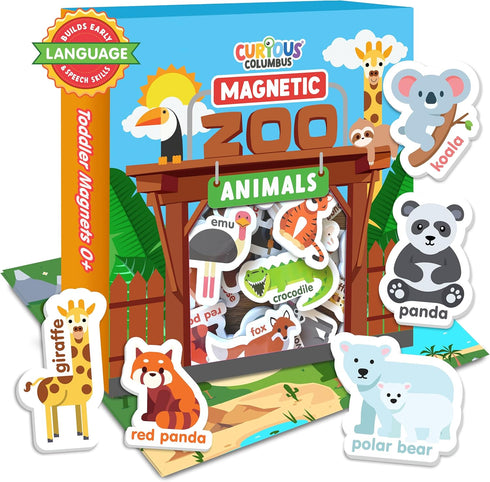 Curious Columbus Zoo Animals Fridge Toddler Magnets for 1-3 Year Olds |
