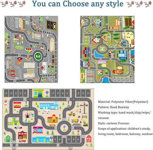 JCTQBHQF 120160cm/4763in Kids Rug Play Mat for Toy Cars,City Life Road Traffic Educational Carpet,Have Fun Throw