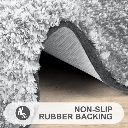 OLANLY Extra Soft Bathroom Rug Mat 30x20 - Absorbent Microfiber Non-Slip Plush Shaggy Bath Carpet, Light Grey