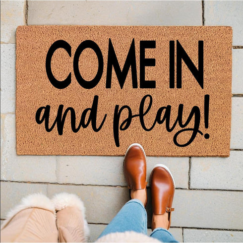 Come in and Play Doormats Mini Playhouse Doormat Faux Coir Fiber Doormats