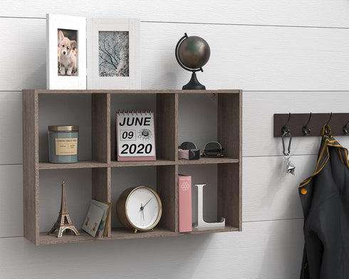 ClosetMaid Mini 6-Cube Desktop Storage: Wall Mount Organizer, Weathered Teak