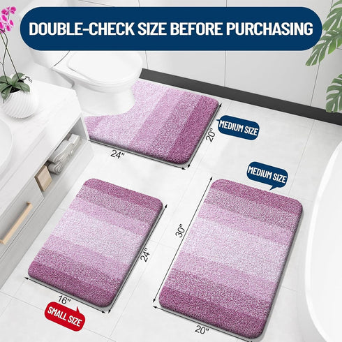 OLANLY Bathroom Rug Mat | 30x20 Extra Soft Absorbent Microfiber Non-Slip Bath Carpet, Pinkish-Purple