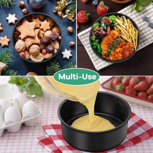 TeamFar Mini Round Cake Pan Set of 3, 4 Inch Non-Stick Coating Stainless Steel Core for Birthday, Party, Wedding,