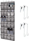 HOME GENIE 24 Pocket Strong Over Door Shoe Organizer, Holds Up to 40 Pounds, Large Breathable Mesh Pocket (Gray)