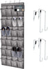 HOME GENIE 24 Pocket Strong Over Door Shoe Organizer, Holds Up to 40 Pounds, Large Breathable Mesh Pocket (Gray)