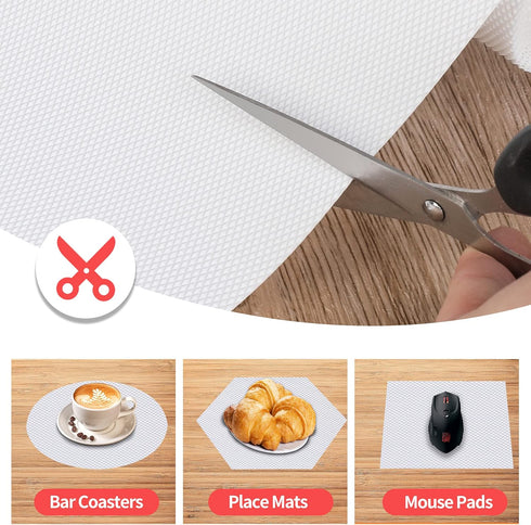 Non-Adhesive Kitchen Shelf Liner Drawer Liners, Waterproof Refrigerator Mats with Strong Durable Kitchen Cabinets Mat