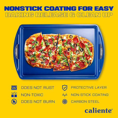 Caliente Nonstick Bakeware Set of 2 Cookie Sheets, Premium Medium & Small Baking Sheets