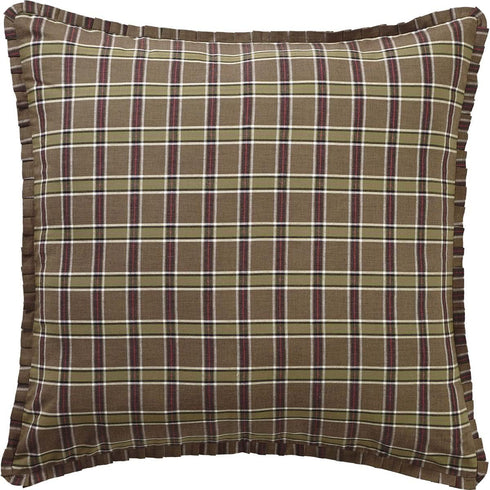 VHC Brands Wyatt Bedding Accessory - Euro Sham 26x26, Plaid Tan