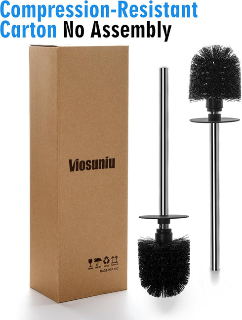 2 Pack Toilet Bowl Cleaning Brush Set for Bathroom, No Assembly and No Scratching Toilet Bowl, 304 Anti-Rust Handle by Viosuniu