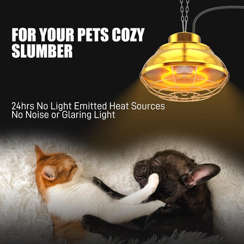 400 Large Heat Lamp for Chickens Coop, Watt Chicken Coop Heater, Two-Stage Temperature Heat Lamp for Chicks, Carbon