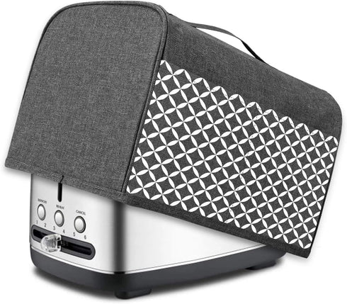 Yarwo Gray with Grid 2 Slice Toaster Cover, Nylon, Fits Most Standard 2 Slice Toasters, Pockets & Top Handle