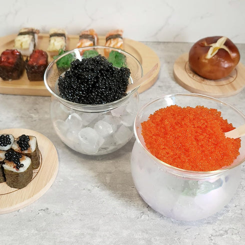 ThougrLyh Caviar Server Set, Glass Caviar Dish with 2 Pcs Shell Spoons for Serving Ice Cream and Cocktails