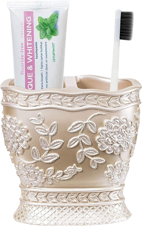 Popular Bath 942699 Tooth Brush Holder Rose Vine, Beige-Taupe