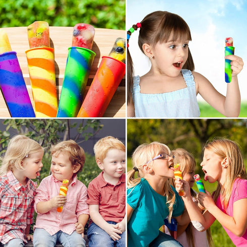 6pcs Froze Popsicles Molds,Reusable Baby Silicone Popsicle Molds Multi Colors Ice Cream Mold Tray Ice with Lids for DIY