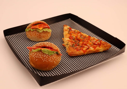 Bluedrop Non Stick PTFE Toaster Baskets - 27X27CM Grill Mesh Trays for Speed Oven, Food Grade Woven Glass
