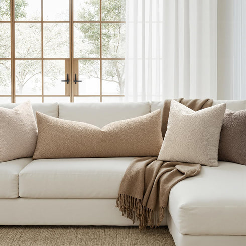 Pack 1 Decor,36x14 Inch MIULEE Textured Boucle Throw Pillow Cover Khaki Accent Solid Lumbar Pillow Case Decorative Soft