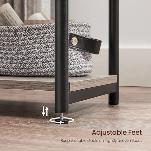 ULET271B02 VASAGLE Side Table, Small End Table, Nightstand for Living Room, Bedroom, Office, Bathroom, Greige and Black