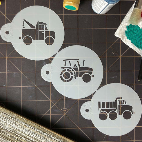 Designer Stencils Trucks Cookie Set - Beige/Semi-Transparent