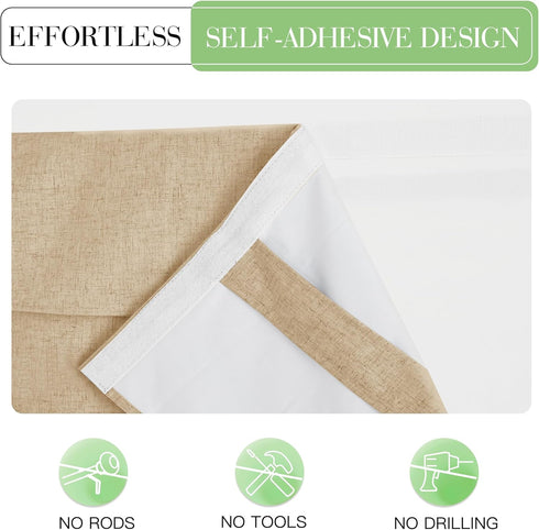 KGORGE Classroom Door Window Curtain, 100% Blackout Total Privacy Linen Blended Curtain, W12 x L40 inch, Camel