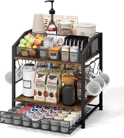 Homsorout Coffee Bar Organizer - Countertop Coffee Station, 42 K Cup holder