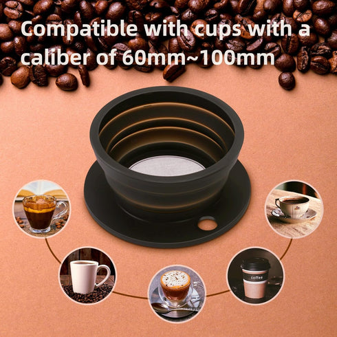 Paperless Collapsible Pour Over Coffee Dripper - Travel Coffee Maker with Reusable Metal Filter