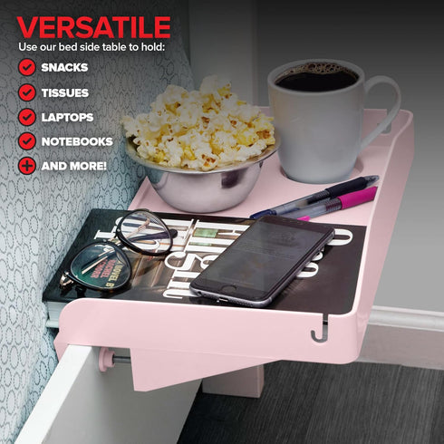 Modern Innovations Bedside Shelf for Bed, College Dorm Room, Bunk Bed Shelf for Top Bunk, Clip On Nightstand, Baby