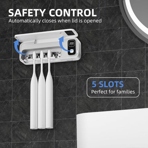 200s 400s 2200mAh UV Toothbrush sanitiizer and Holder, Strong Saniti zer Air Drying, and Timed Toothbrush Case