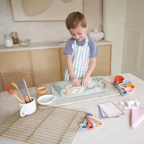 Set Set Wooden Baking for Kids - A Complete of Real Kitchen Utensils Gives Toddlers a Fun Cooking Experience - Durable